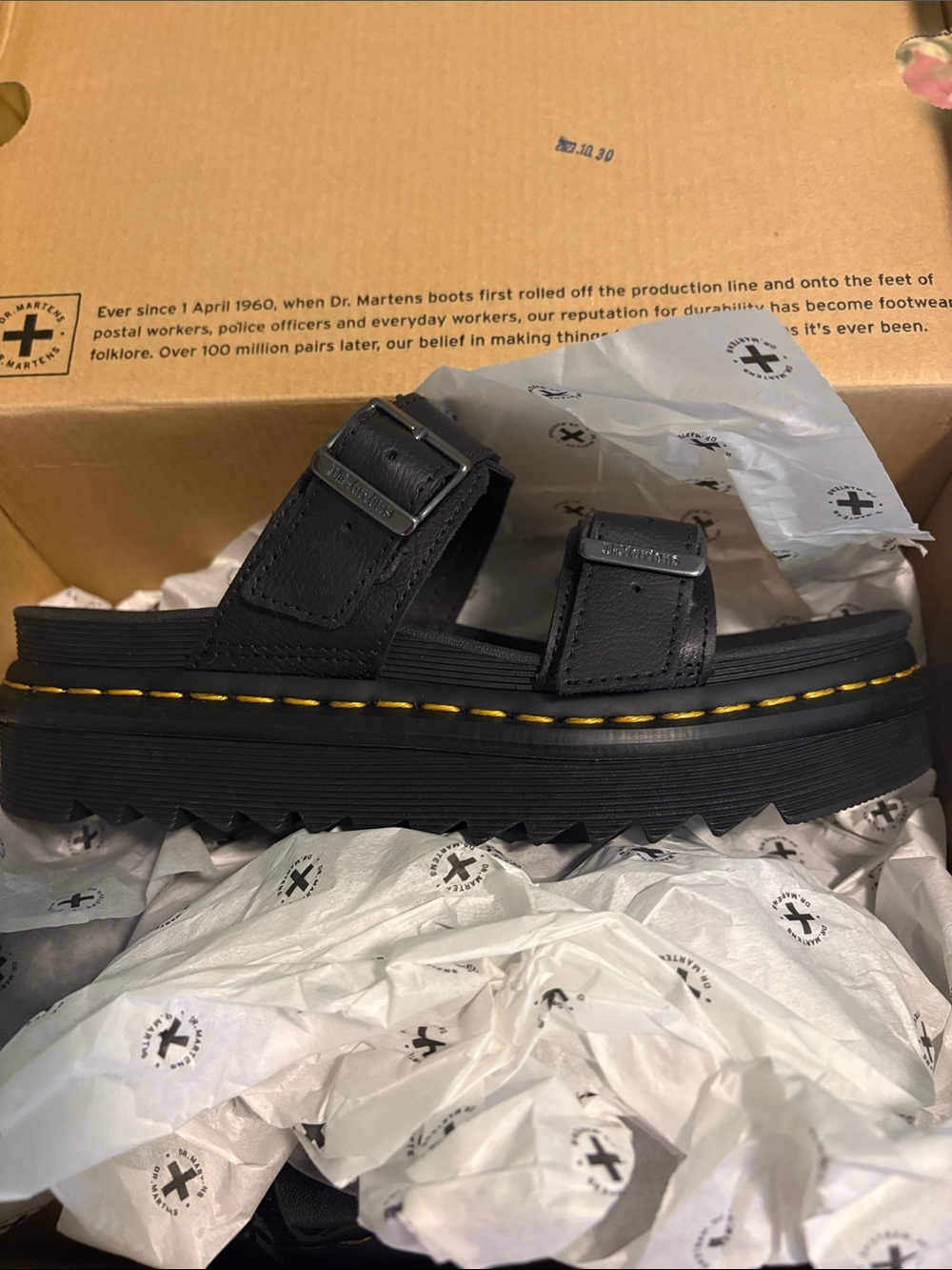 Dr. Martens Black Double Buckle Platform Sandals - Picture 4 of 4